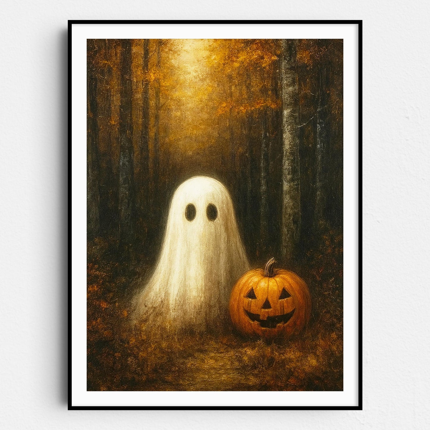 Ghost With A Pumpkin In The Forest