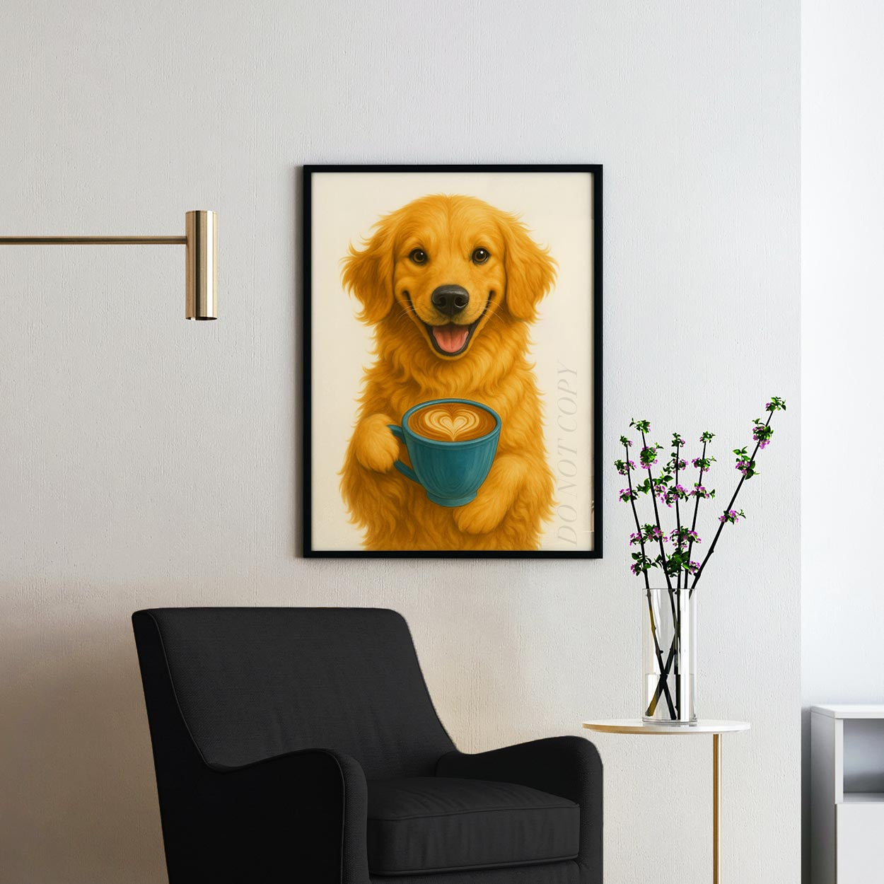 Golden Retriever With Latte Of Love