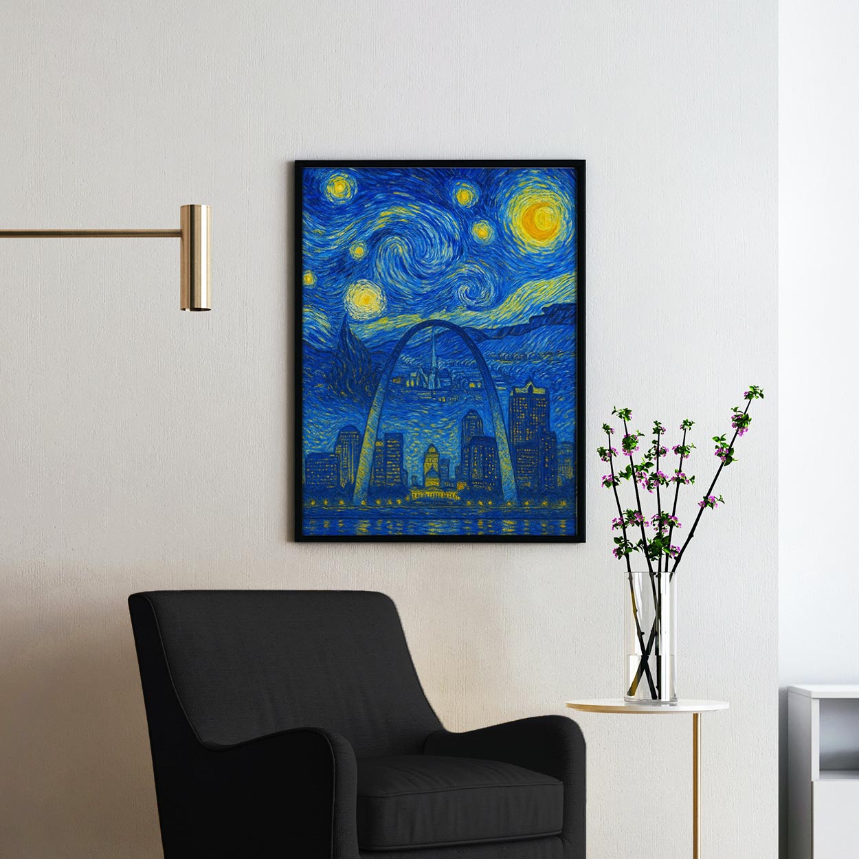 St Louis City Skyline As Van Gogh Starry Night
