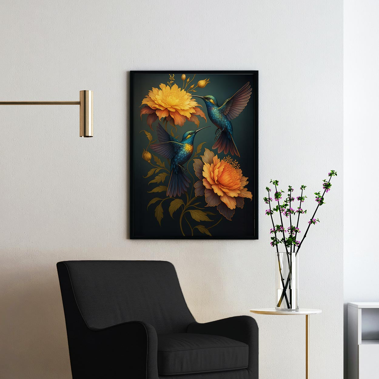 Hummingbirds & Flower