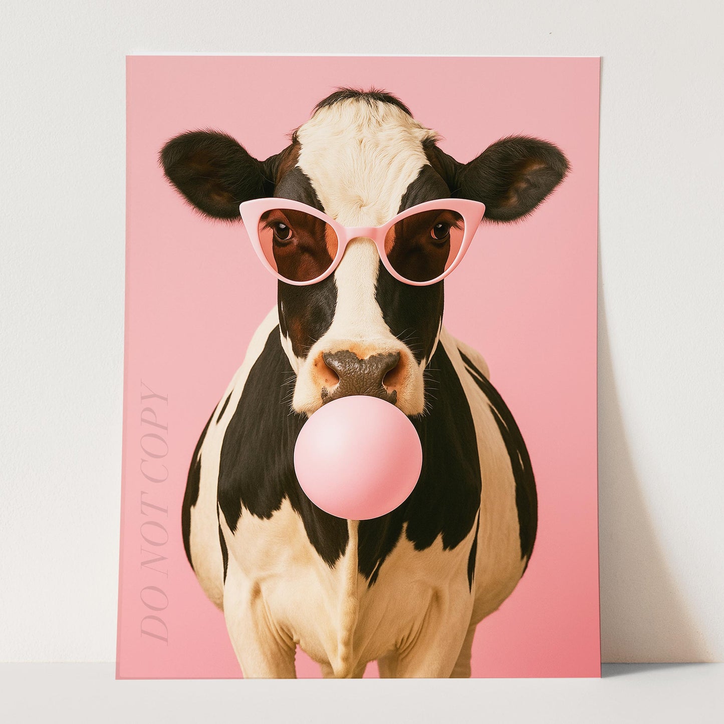Cow Pink Sunglasses Blowing Bubble Gum