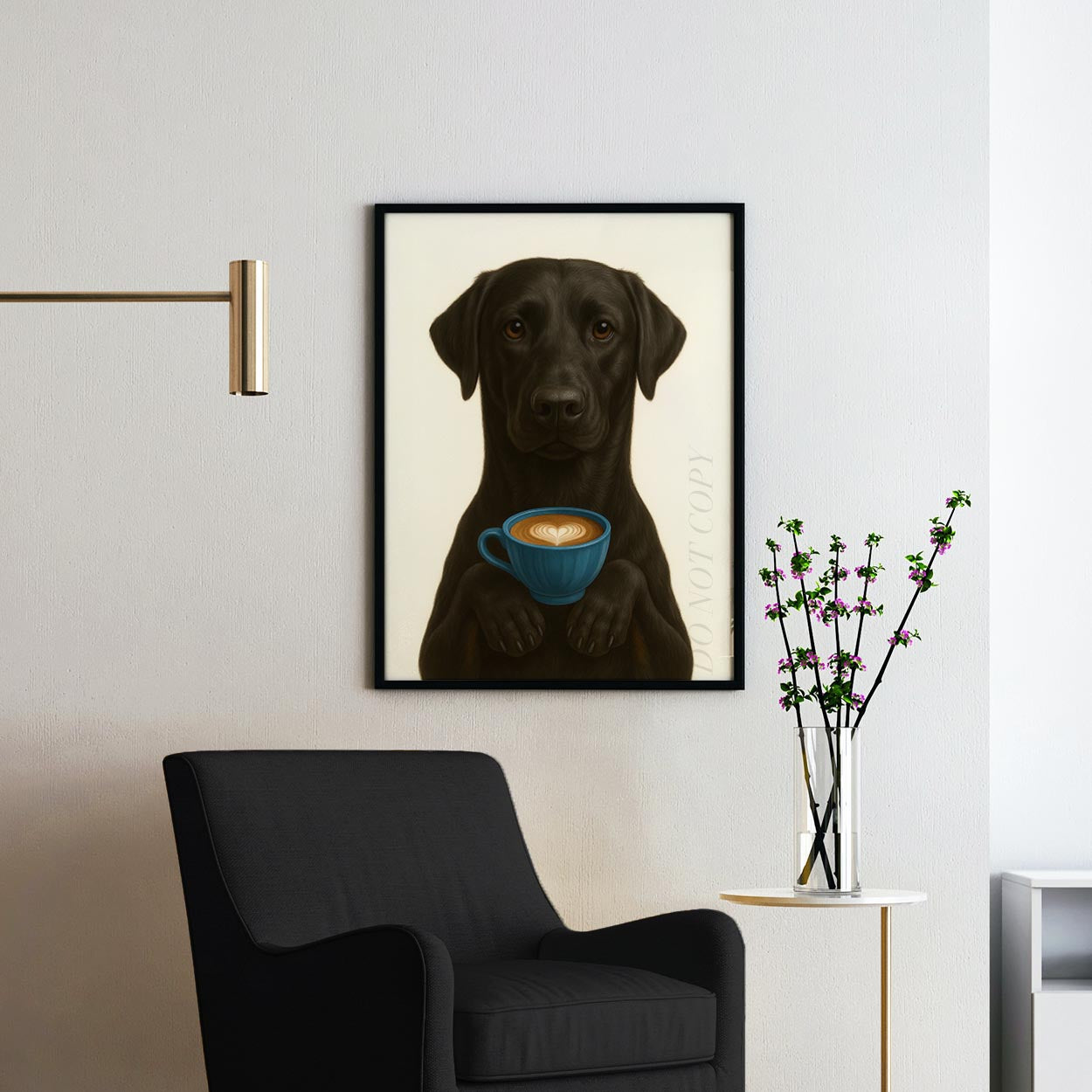 Black Labrador Retriever With Latte Of Love