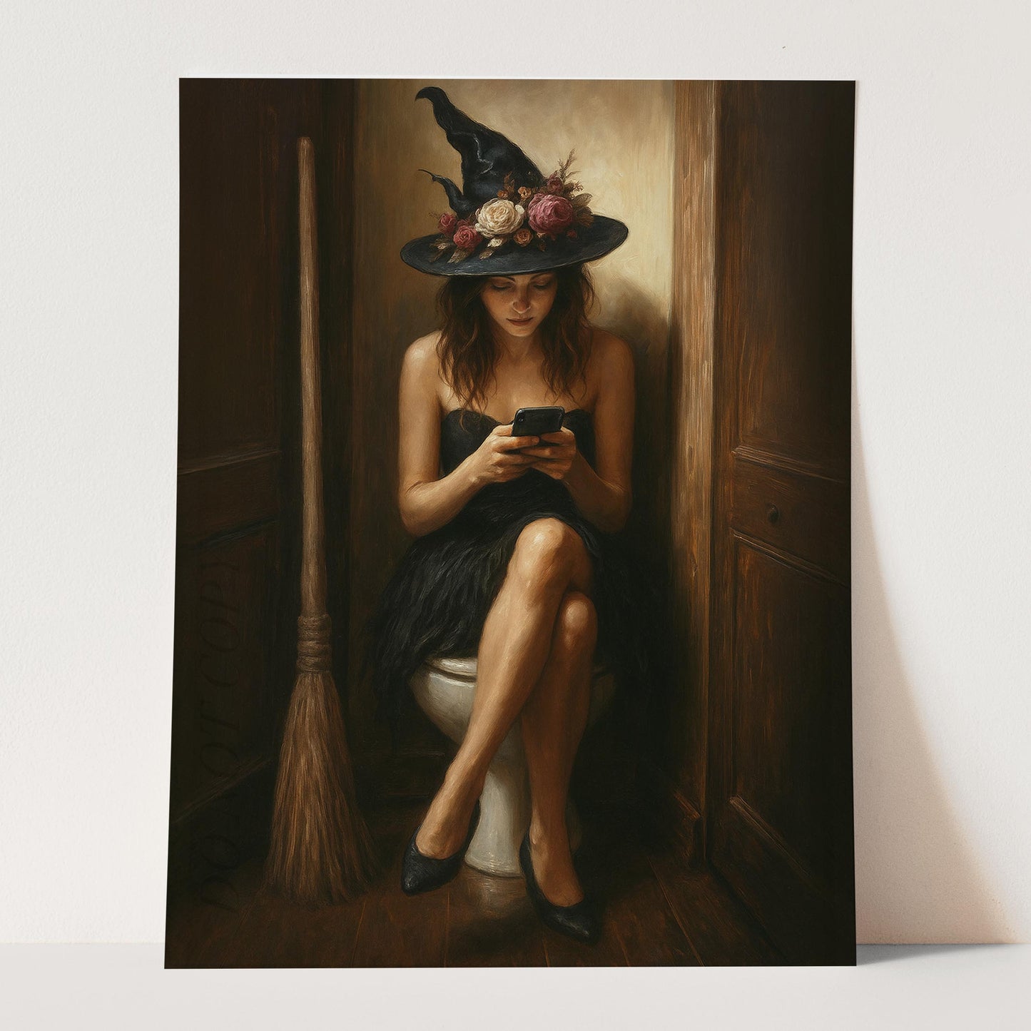Witch On The Phone On The Toilet