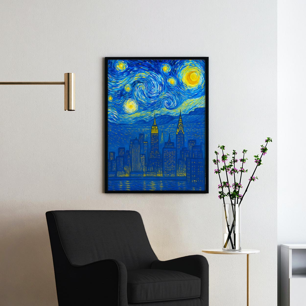 New York City Skyline As Van Gogh Starry Night