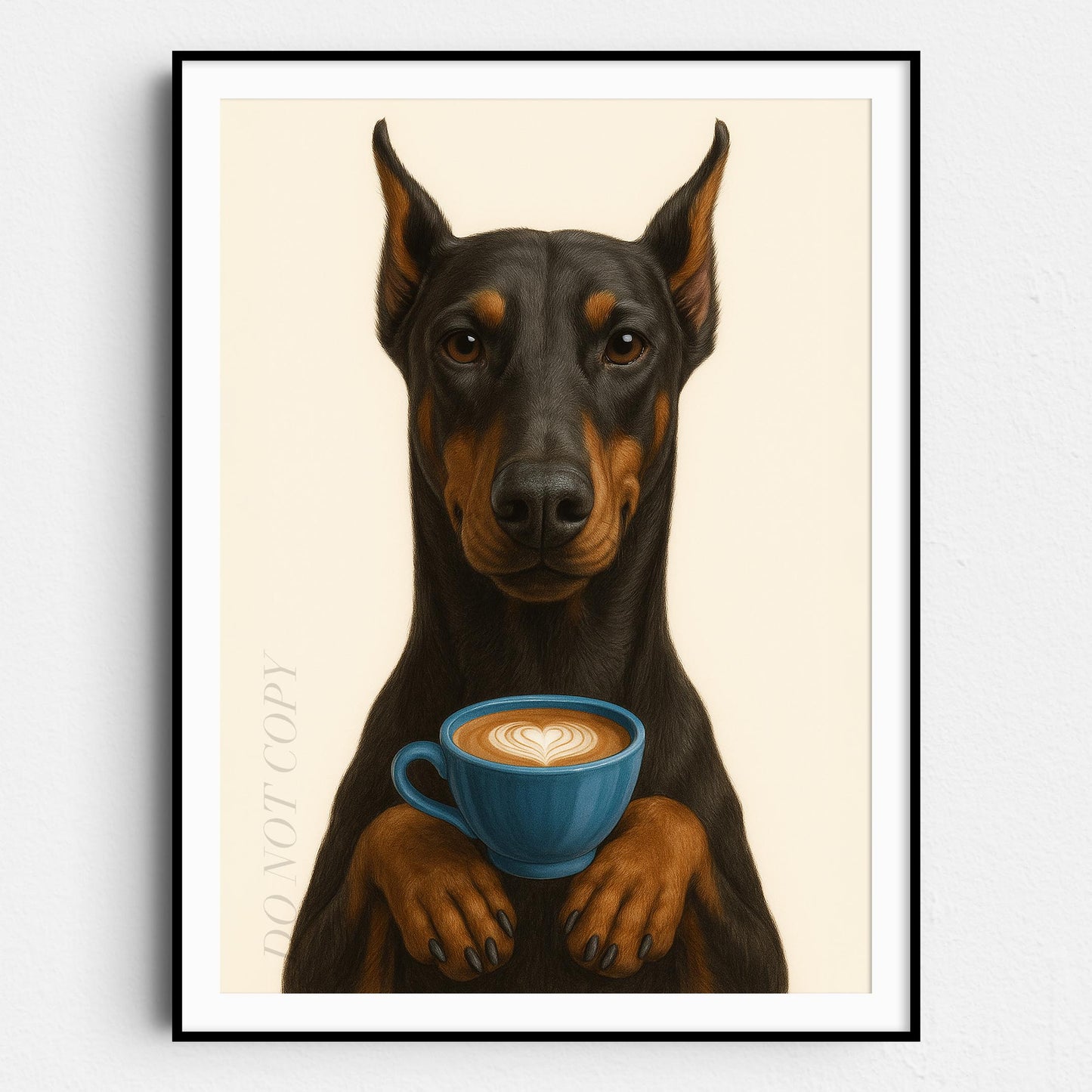 Dobermann With Latte Of Love