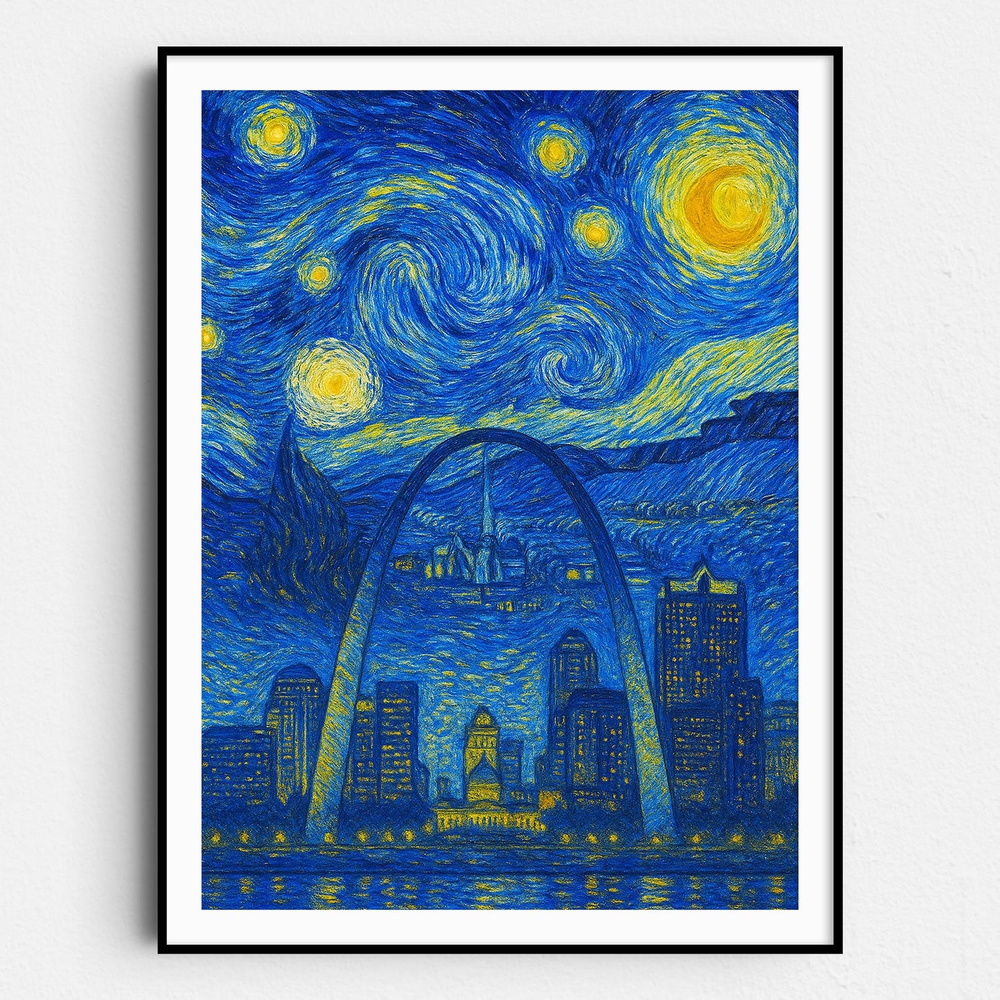 St Louis City Skyline As Van Gogh Starry Night