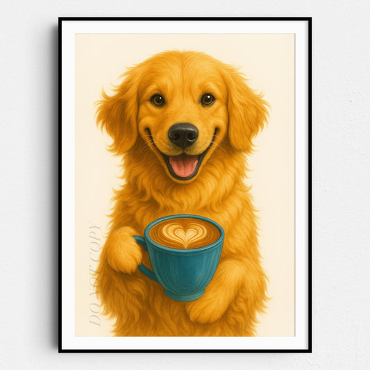 Golden Retriever With Latte Of Love