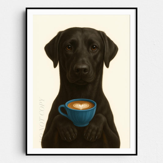 Black Labrador Retriever With Latte Of Love