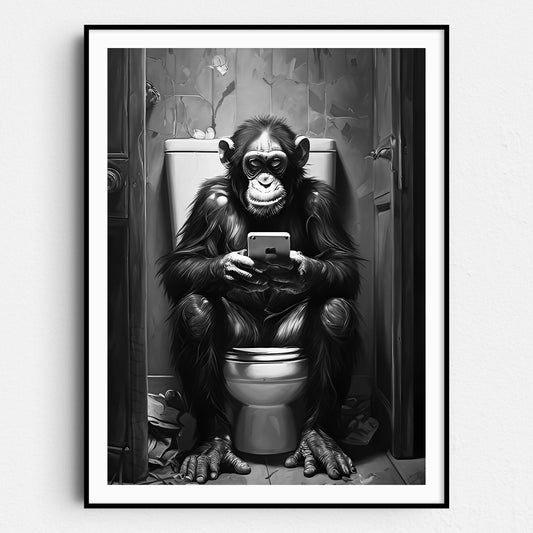 Monkey On The Phone On The Toilet