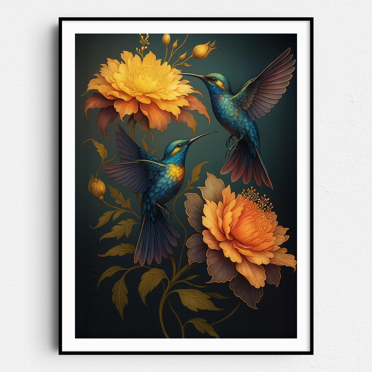 Hummingbirds & Flower