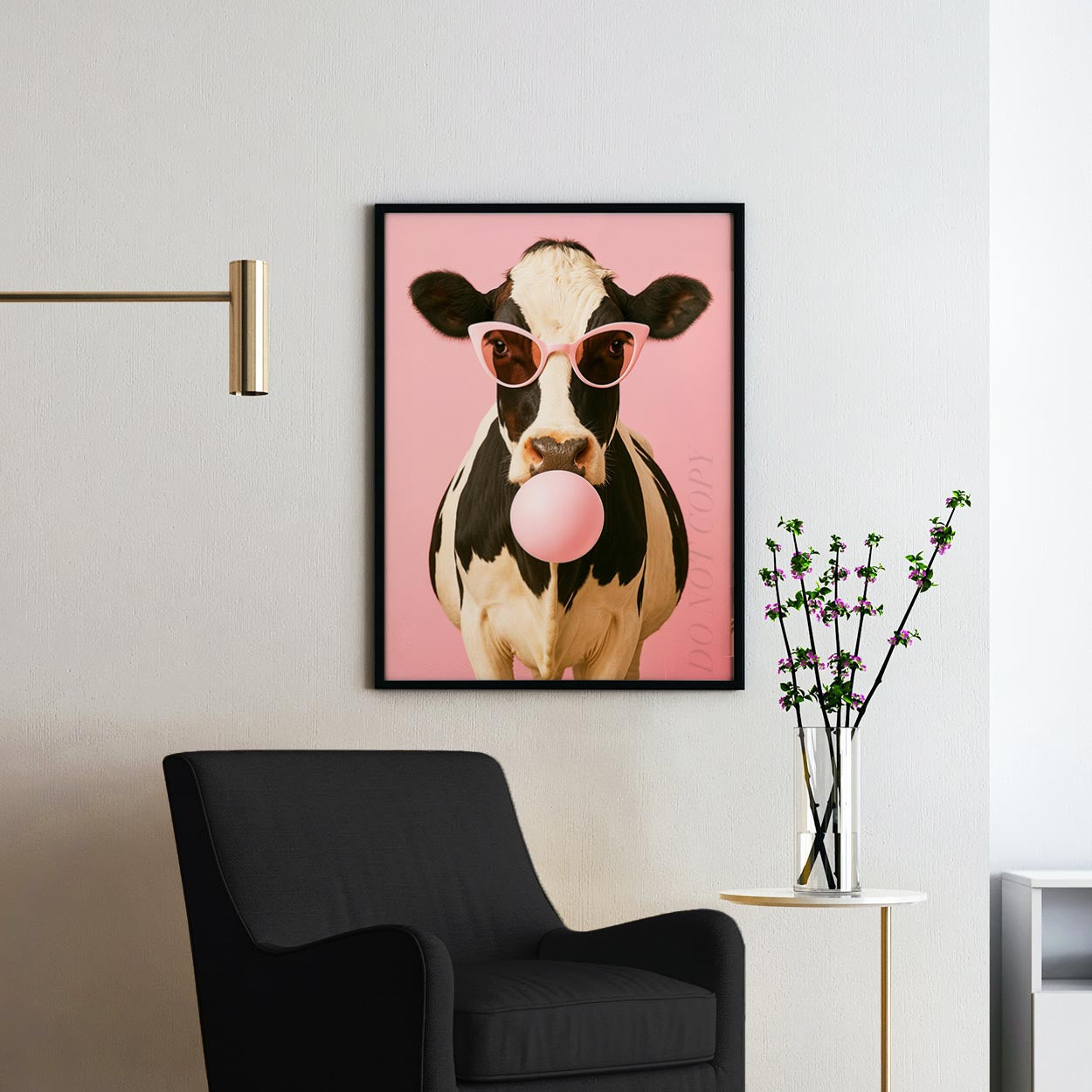 Cow Pink Sunglasses Blowing Bubble Gum