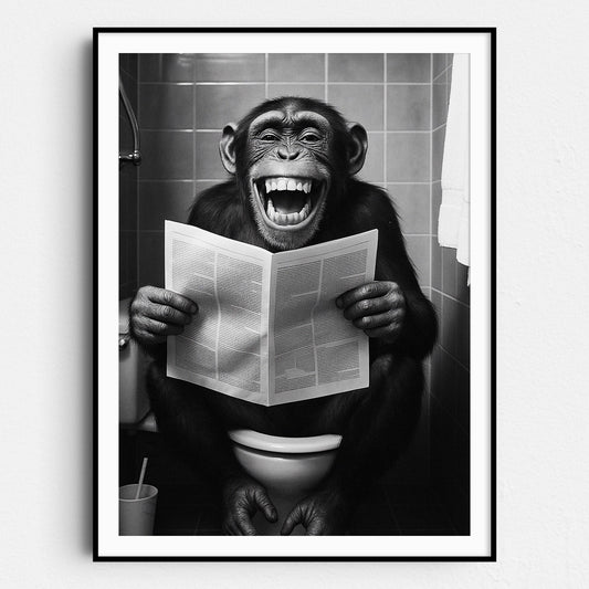 Monkey Reading The Newspaper On The Toilet