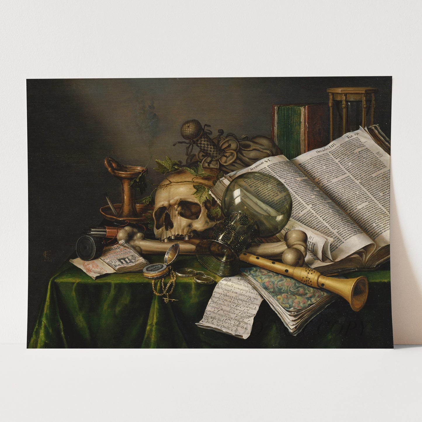 Vanitas Still Life with Books, Manuscripts and a Skull by Edwaert Collier