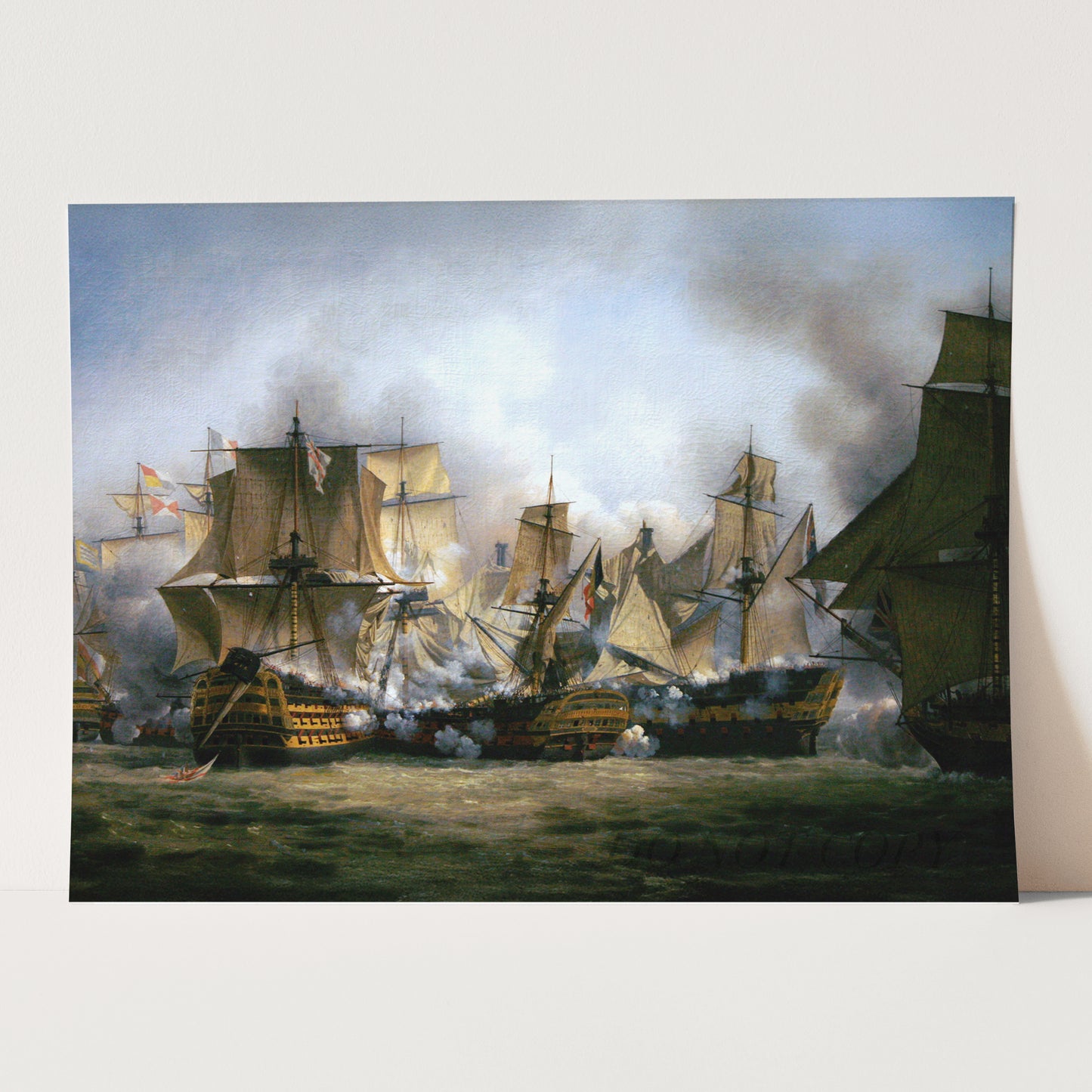 The Redoutable Fighting the Temeraire and HMS Victory at Trafalgar