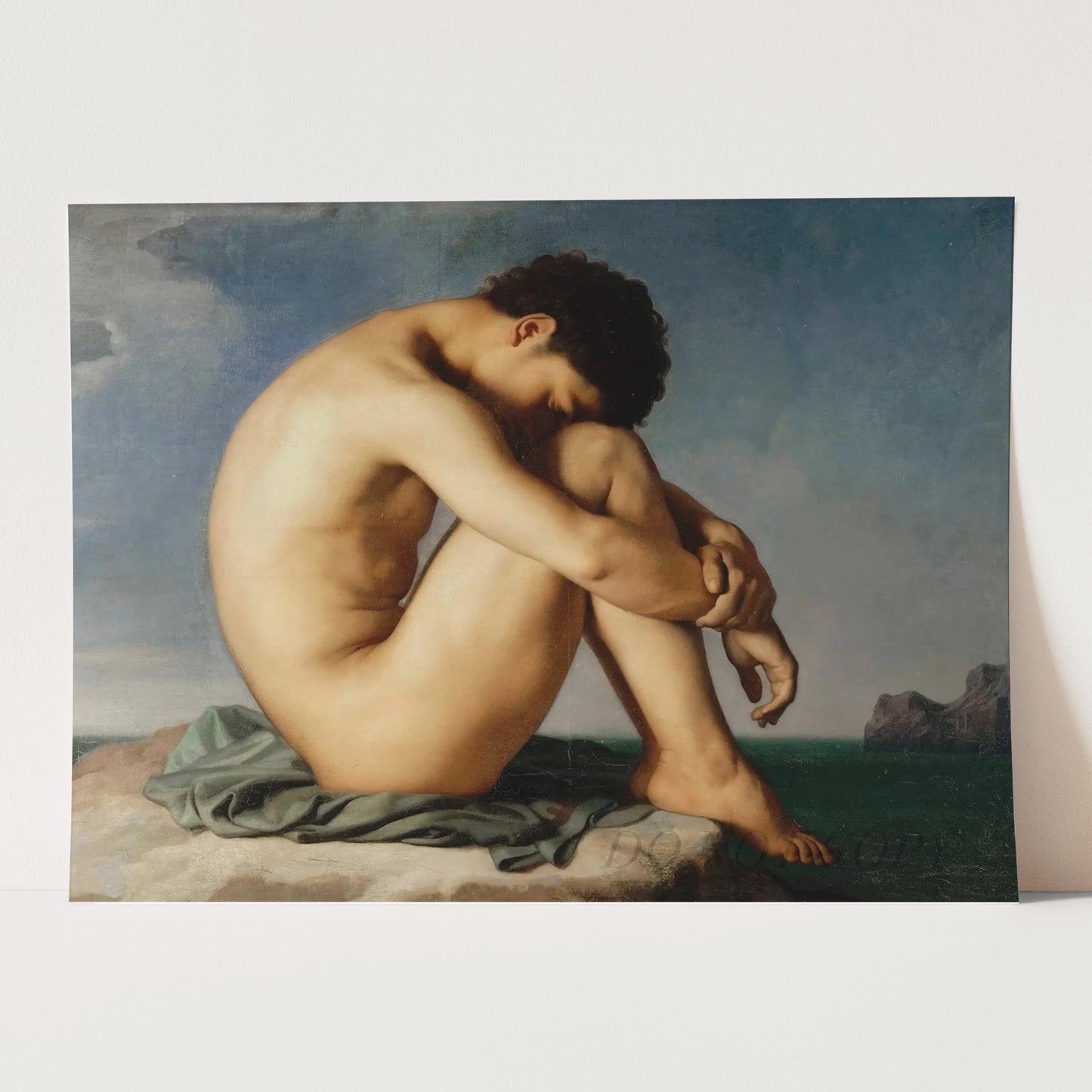 Study (Young Male Nude Seated Beside the Sea) by Hippolyte Flandrin