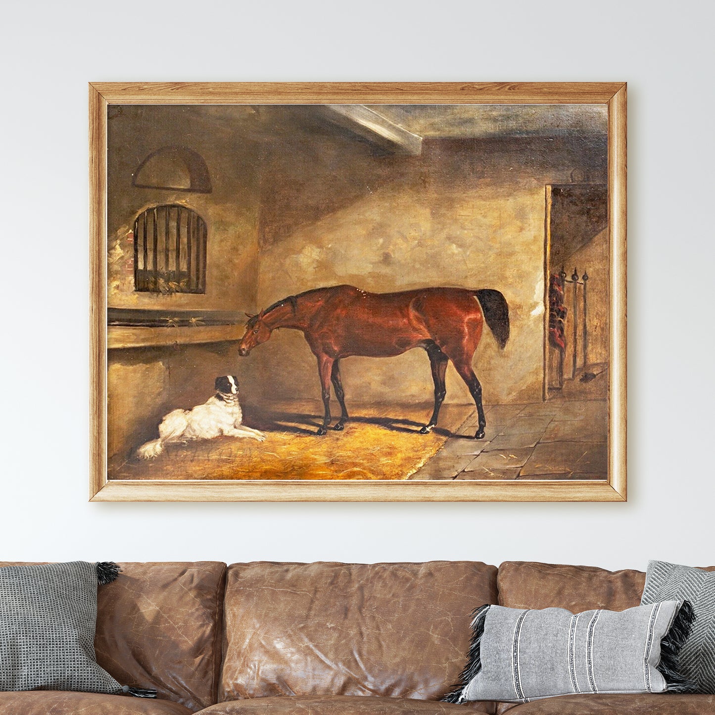 A Bay Horse and a Dog in a Stable by John Ferneley