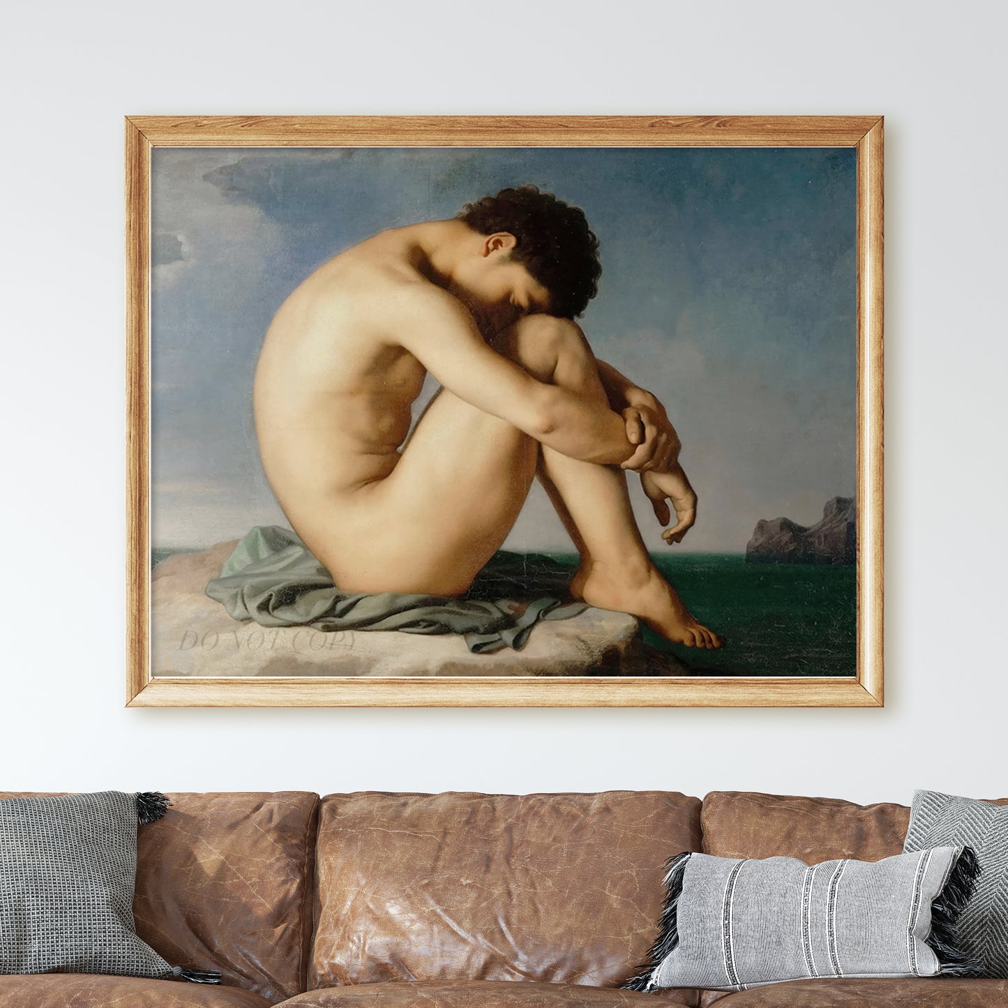 Study (Young Male Nude Seated Beside the Sea) by Hippolyte Flandrin