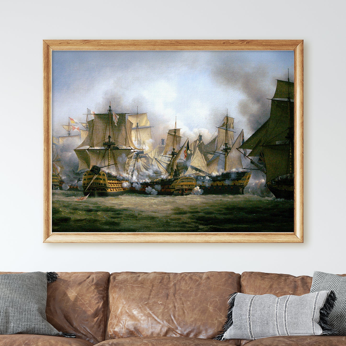 The Redoutable Fighting the Temeraire and HMS Victory at Trafalgar
