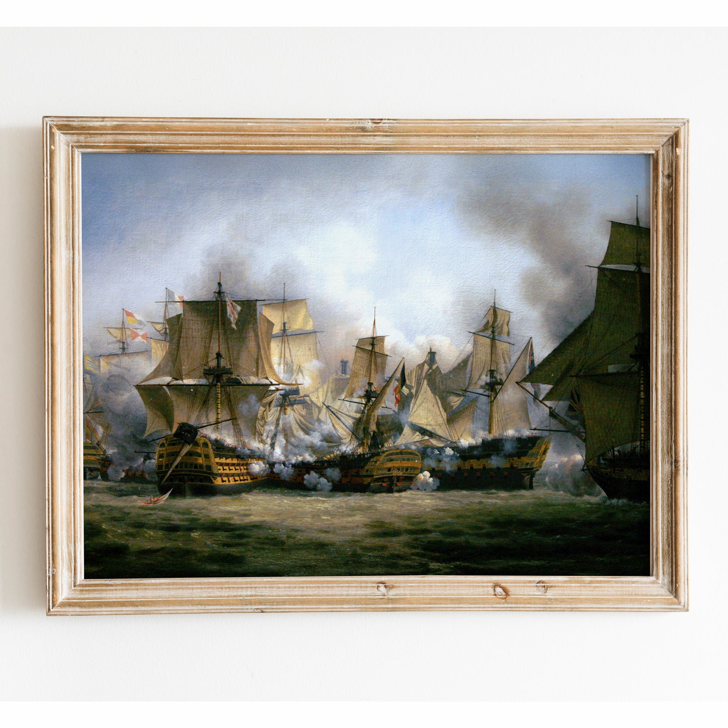 The Redoutable Fighting the Temeraire and HMS Victory at Trafalgar