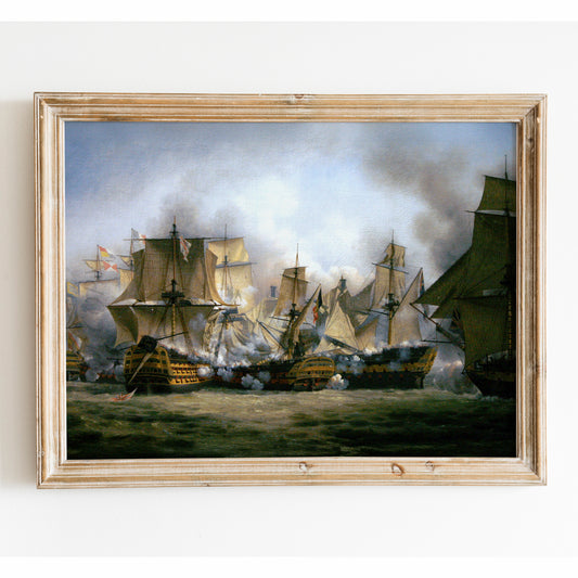 The Redoutable Fighting the Temeraire and HMS Victory at Trafalgar