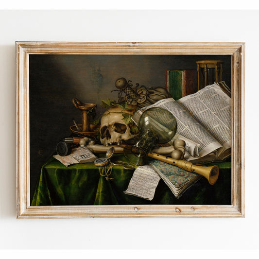 Vanitas Still Life with Books, Manuscripts and a Skull by Edwaert Collier