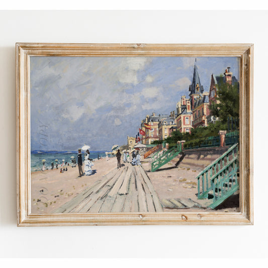 The Beach Boardwalk at Trouville by Claude Monet
