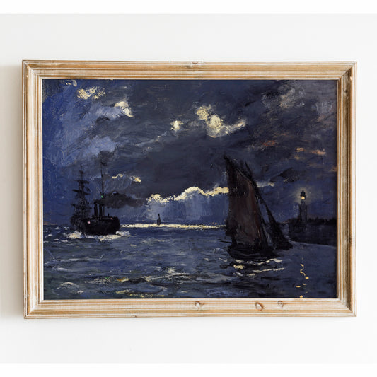 A Seascape, Shipping by Moonlight by Claude Monet