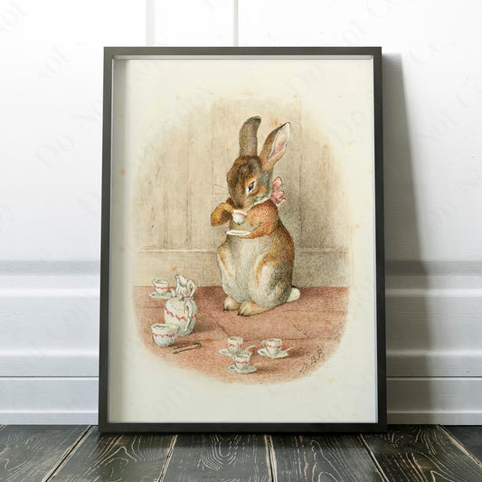 Rabbit Drinking His Tea (1893) by Beatrix Potter