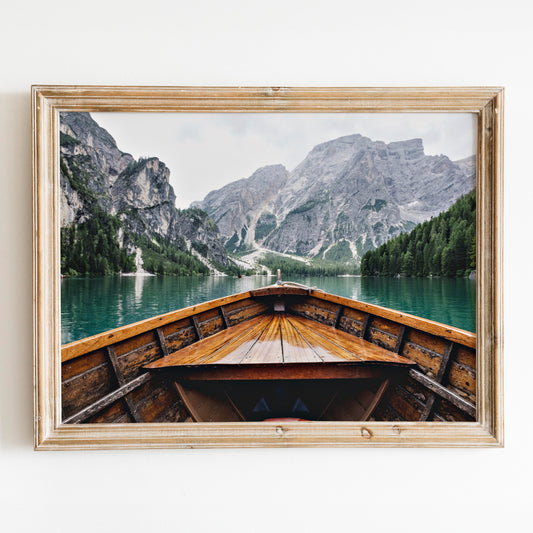 Row Boat on Lake with Mountain