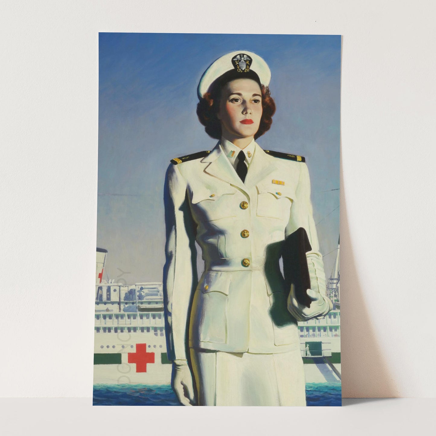 US Navy Nurse with Hospital Ship