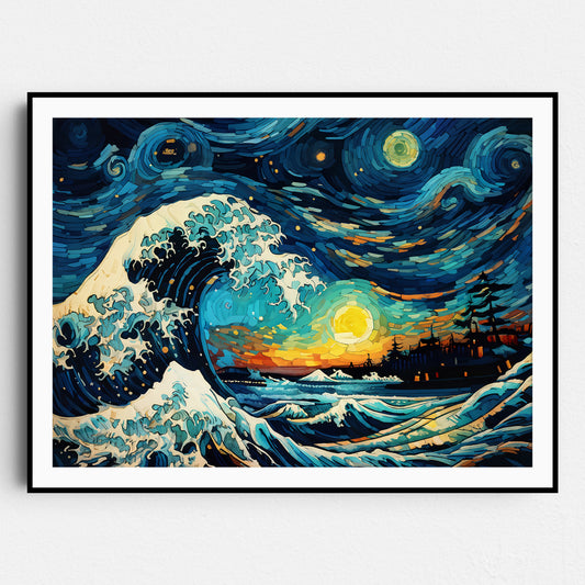The Great Wave in the Style of Van Gogh