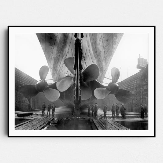 The RMS Titanic's Propellers as the Mighty Ship Sits in Dry Dock