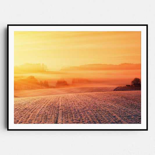 Sunset Over Snowy Fields