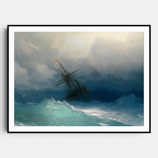 Ship on Stormy Seas by Ivan Konstantinovich Aivazovsky
