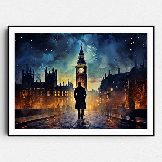 Sherlock Holmes on a Misty Street in London