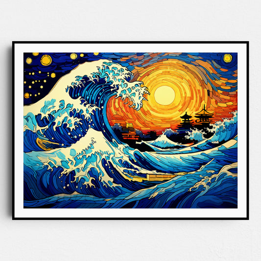 The Great Wave in the Style of Van Gogh