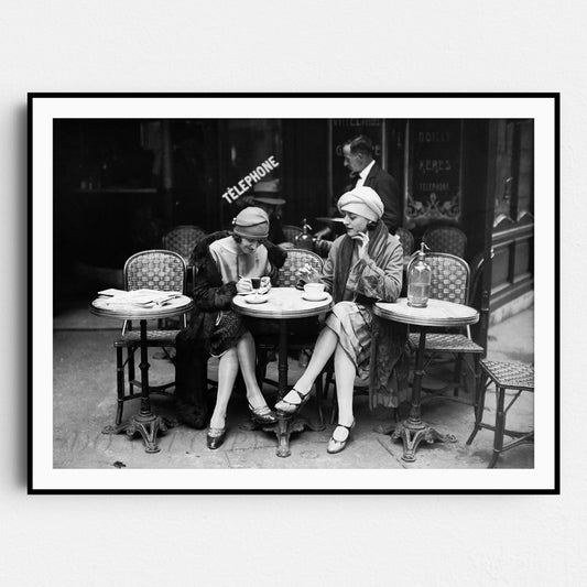 Paris Cafe Flapper Girls Having Coffee 1920s