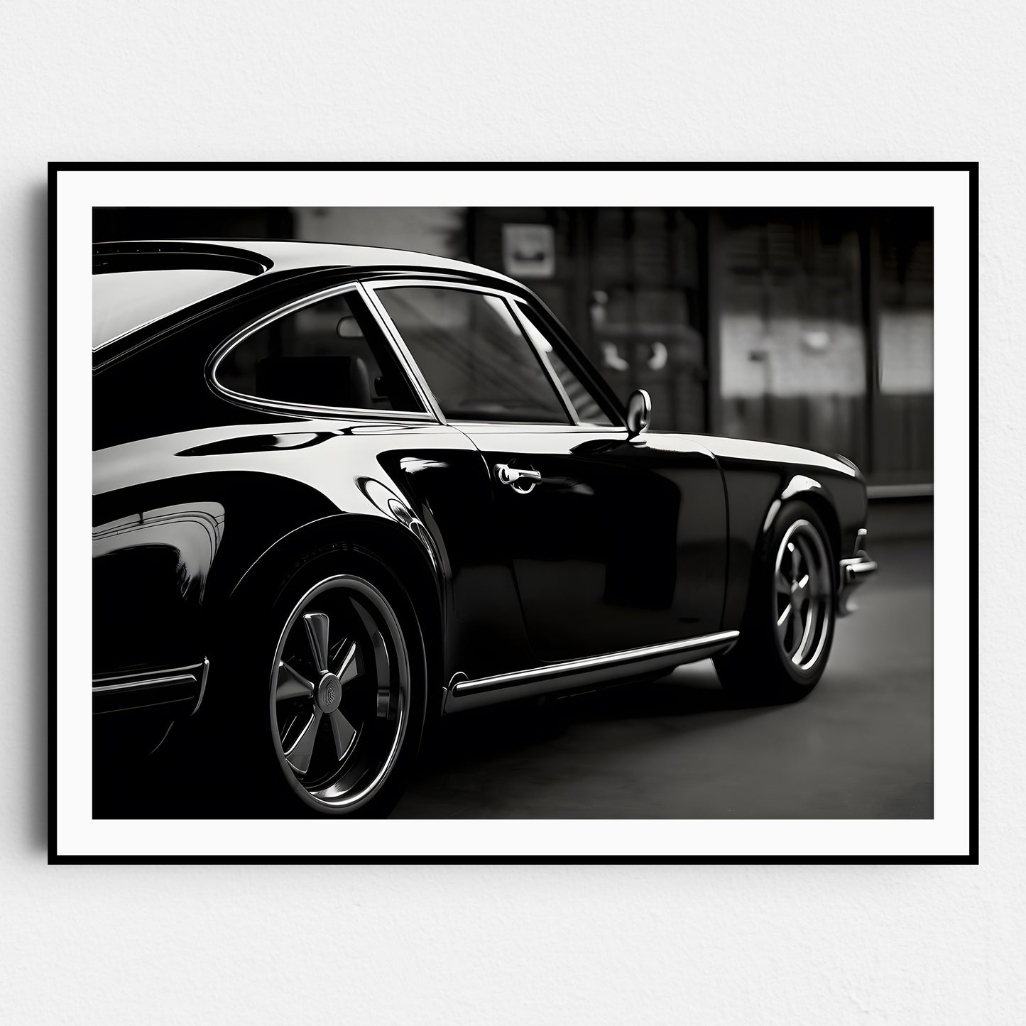 Vintage Black Porsche 911 Side View