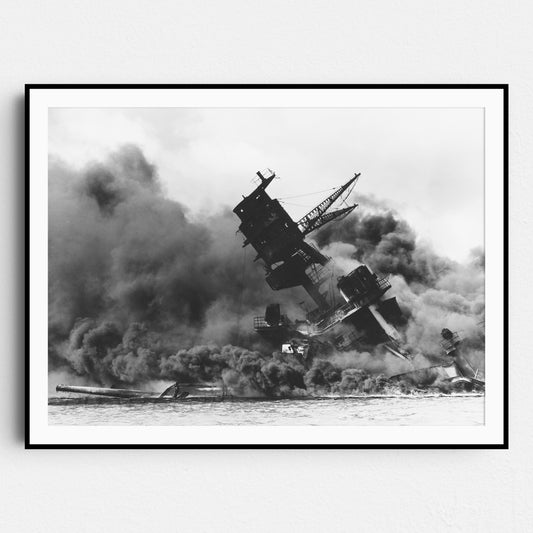 USS Arizona Burns After the Japanese Raid on Pearl Harbor, December 7, 1941