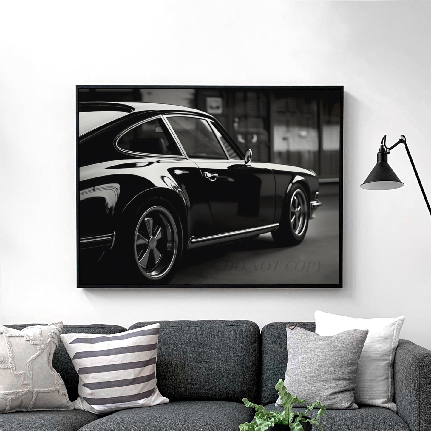 Vintage Black Porsche 911 Side View