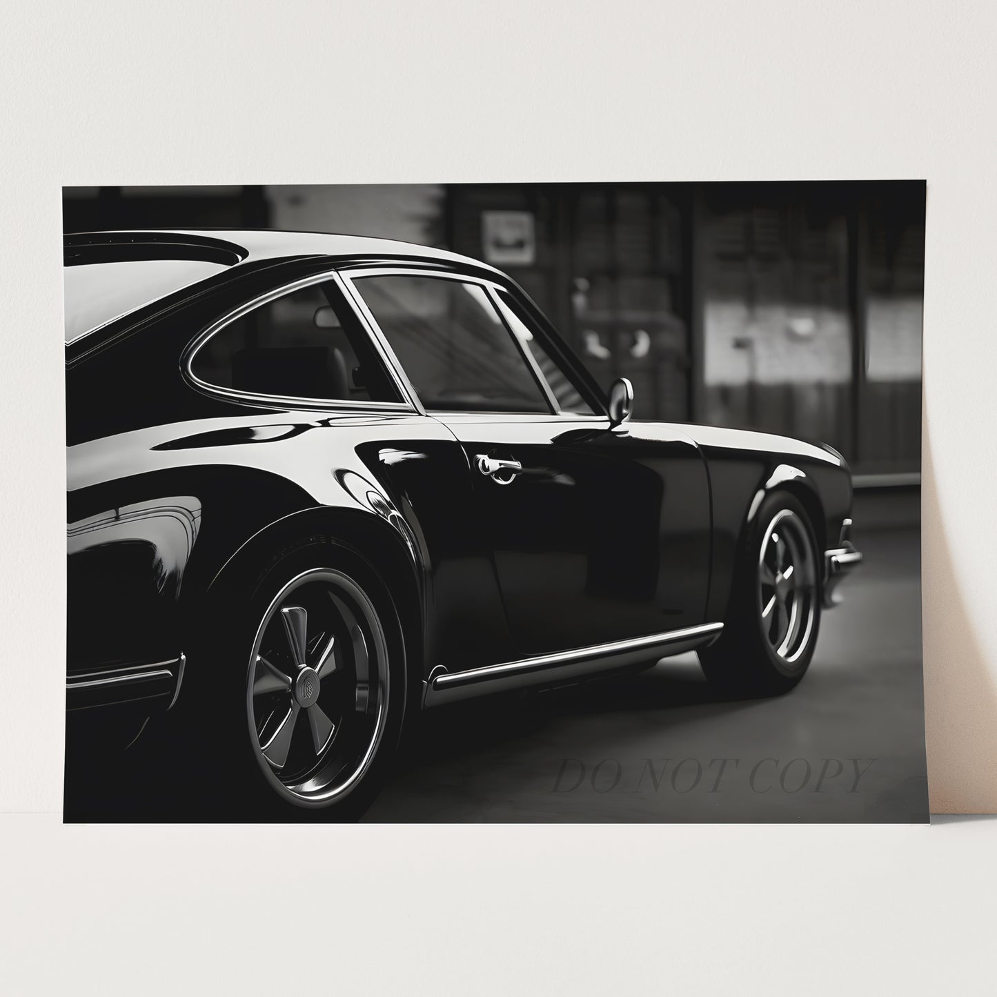 Vintage Black Porsche 911 Side View