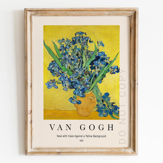 Vincent Van Gogh: Vase with Irises Against a Yellow Background