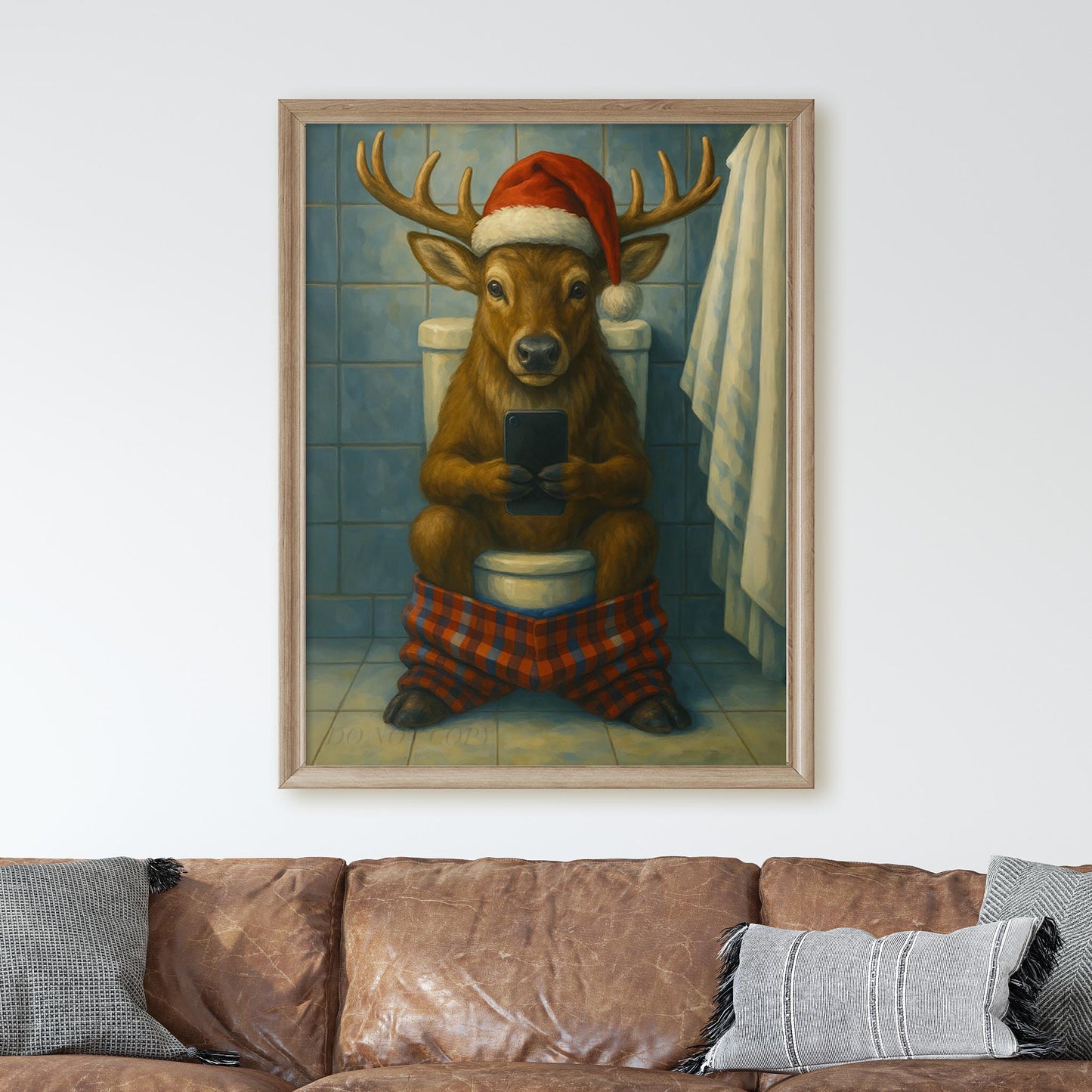 Reindeer On The Phone On The Toilet