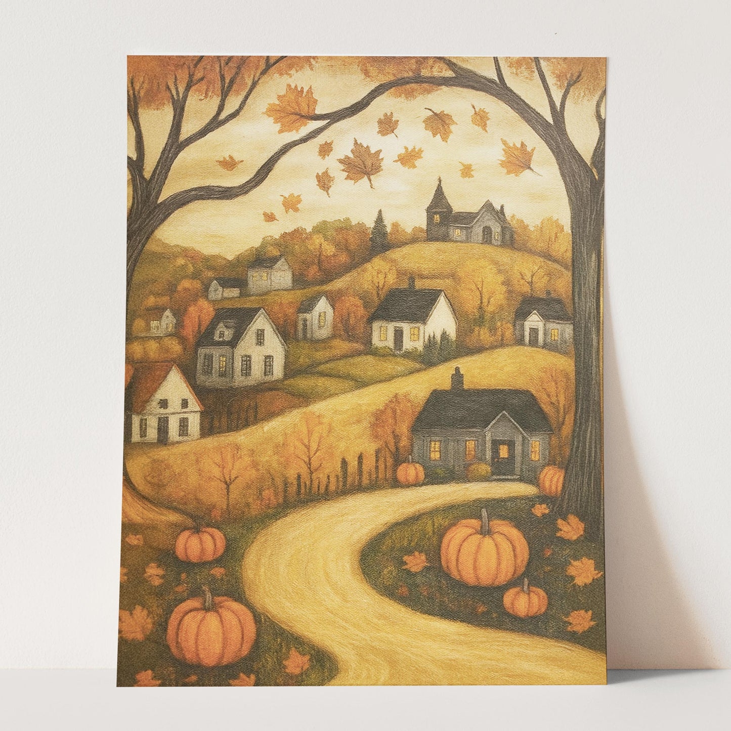 Rustic Village In Fall Autumn