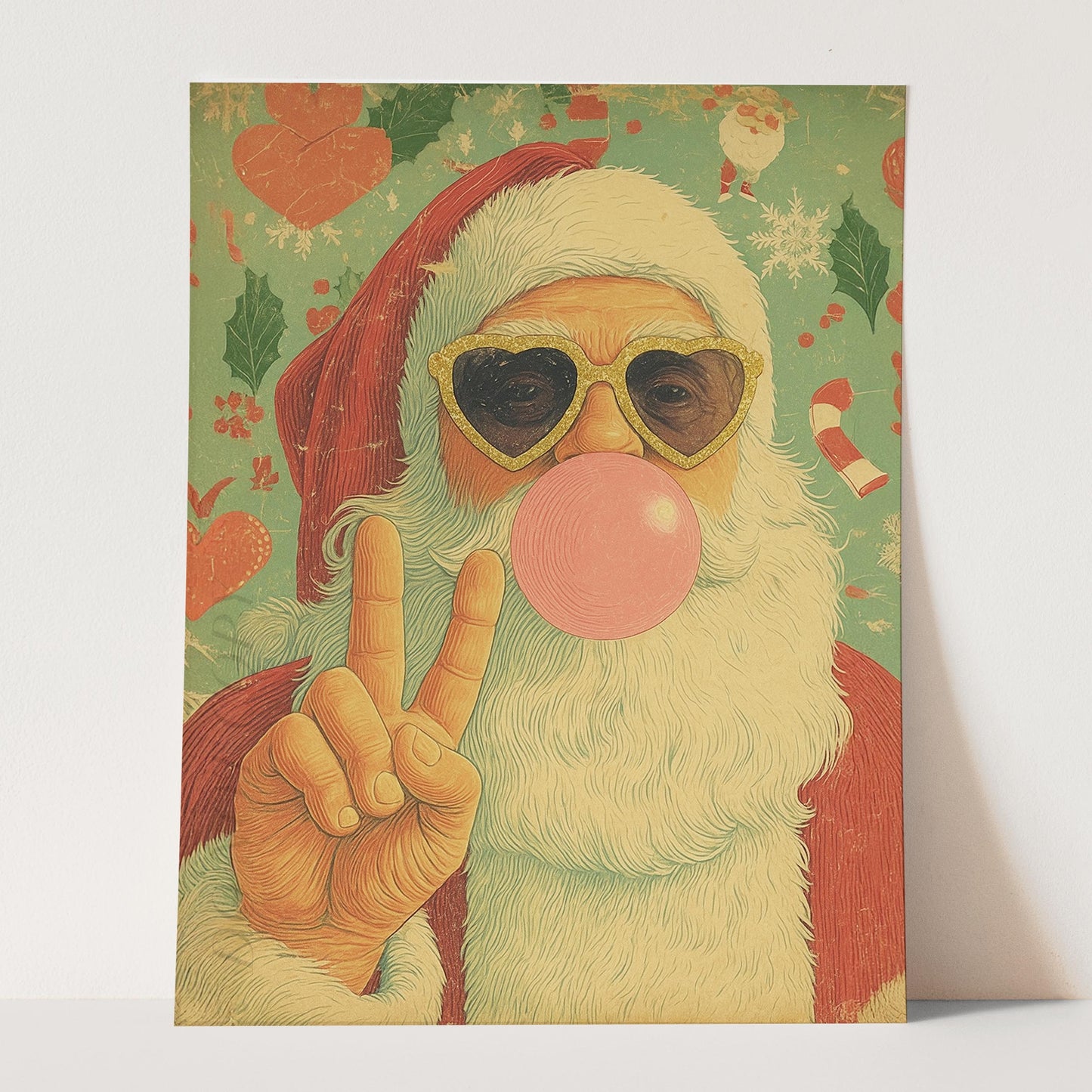 Retro Santa Pink Bubble Gum