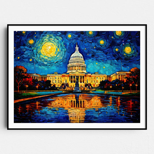 Washington DC Skyline as Van Gogh Starry Night