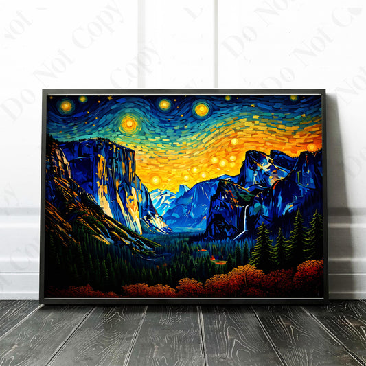 Yosemite Tunnel View as Van Gogh Starry Night