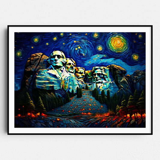 Mount Rushmore As Van Gogh Starry Night