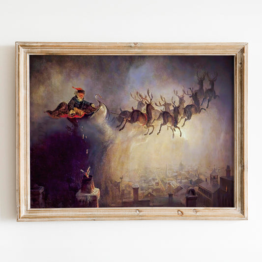 Santa Claus Sleigh and Reindeer by William Holbrook Beard