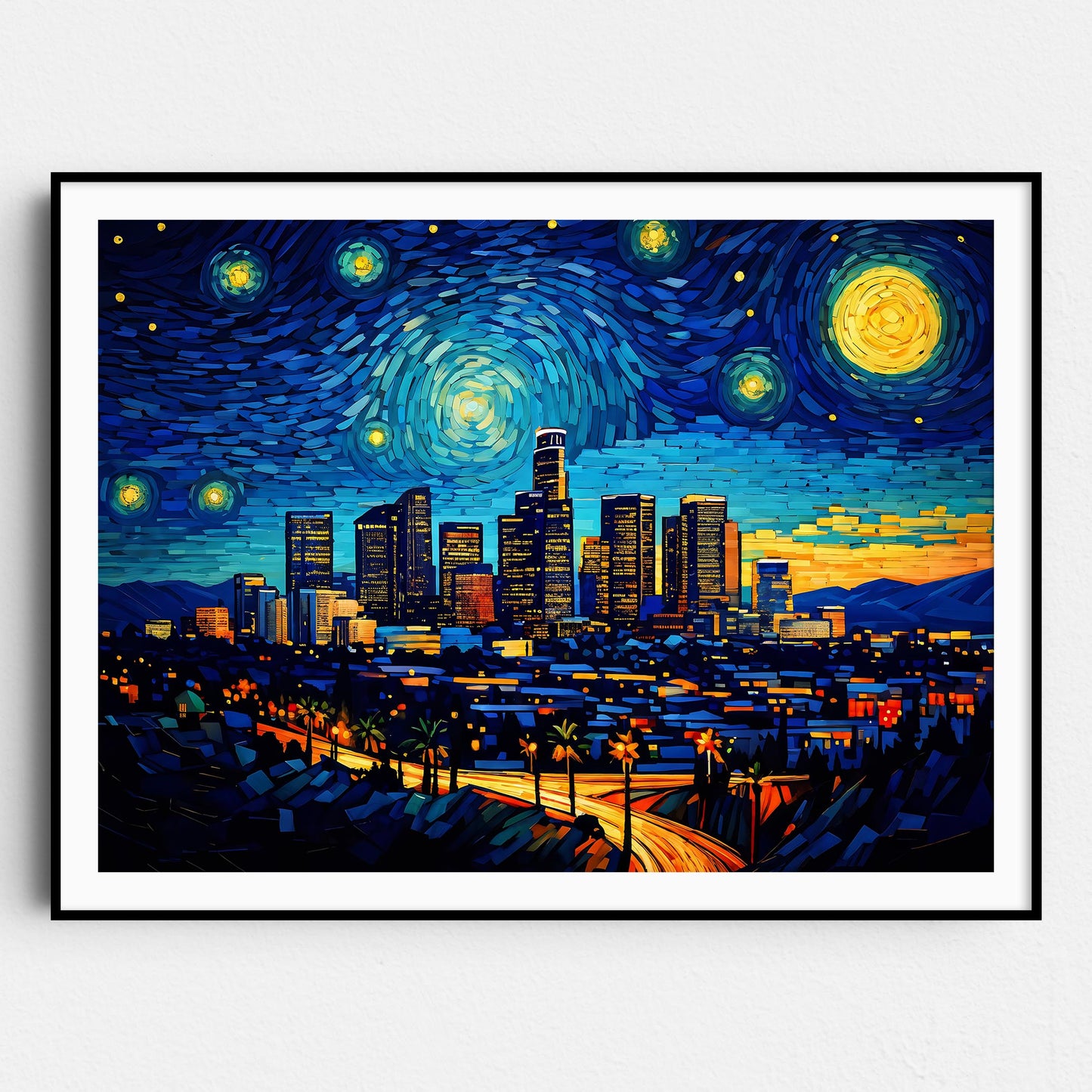 Los Angeles Skyline Van Gogh Starry Night